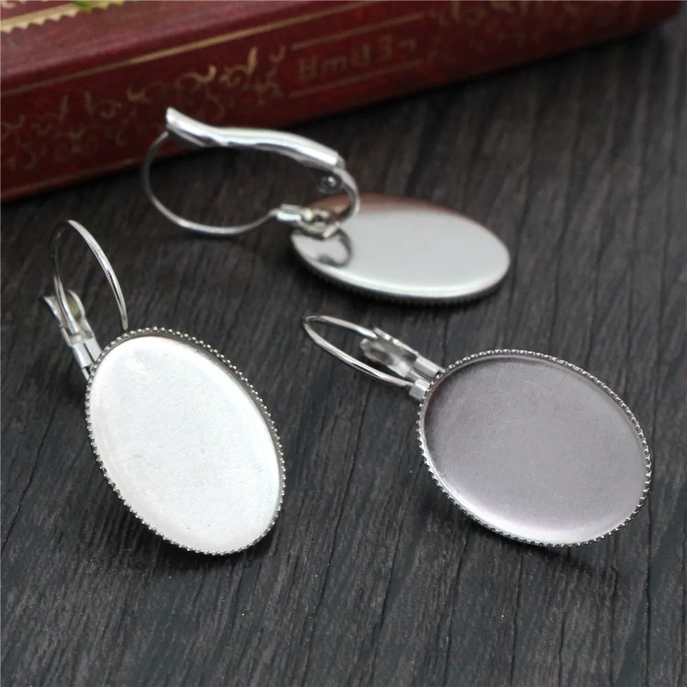 

( No Fade ) 13x18mm 18x25mm 10pcs/Lot Stainless Steel Oval French Lever Back Earrings Base,Fit Oval Glass Cabochons