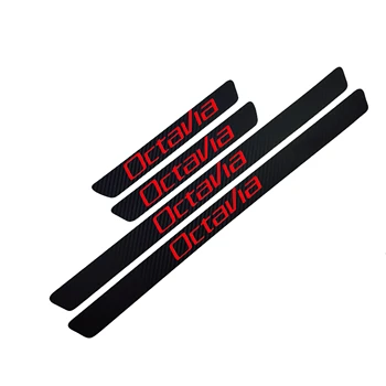 

Car Styling Carbon Fiber Door Sill Protector Stickers For skoda octavia fabia rapid yeti superb Auto Accessories