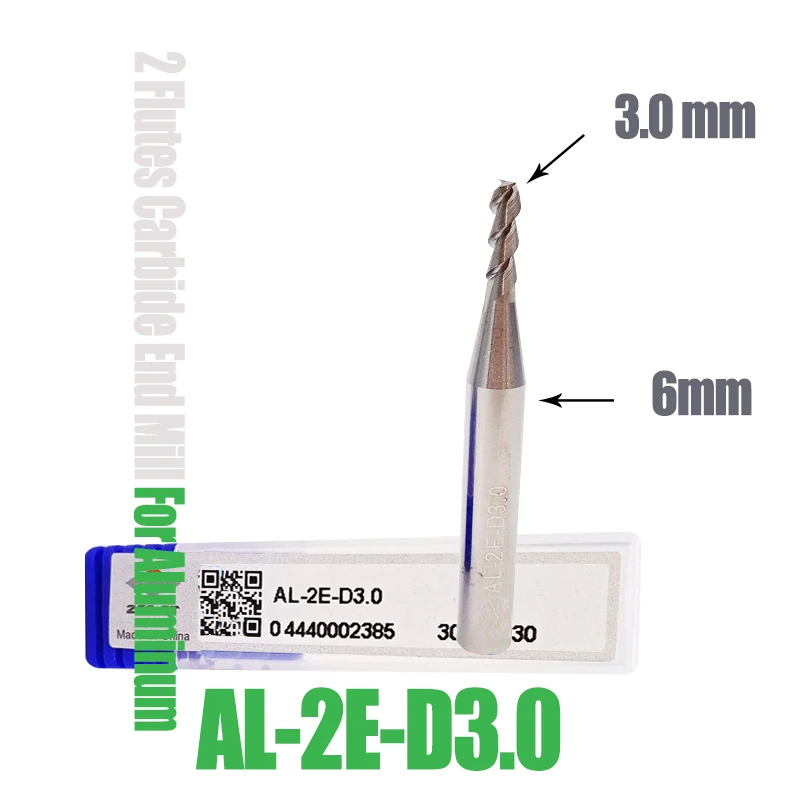 

10pcs ZCC 3.0mm End Mill AL-2E-D3.0 Solid Carbide EndMill 2 flutes 6mm Straight Shank Milling Cutter for Aluminum