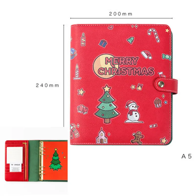 Yiwi New Arrive Christmas Red A5 A6 loose leaf Binder Notebook Creative Dairy - Цвет: A5