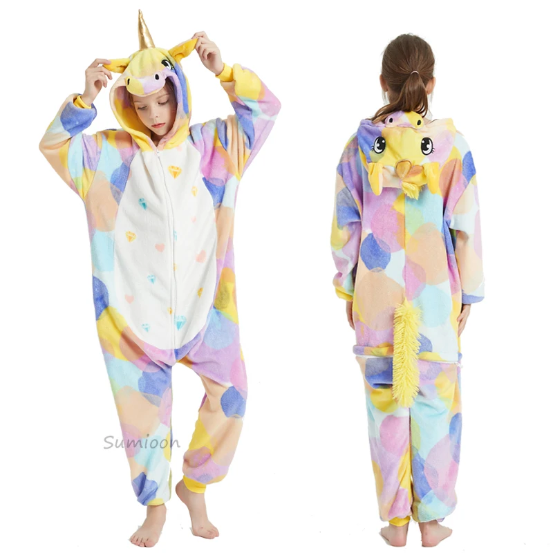 Kigurumi Onesie Kids Unicorn Pajamas For Children Animal Cartoon Blanket Sleepers Baby Costume Winter Boy Girl Licorne Jumspuit