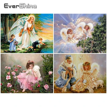 

EverShine Diamond Embroidery Angel Picture Rhinestone 5D Diamond Painting Portrait Elfin Crystal Mosaic Home Decoration