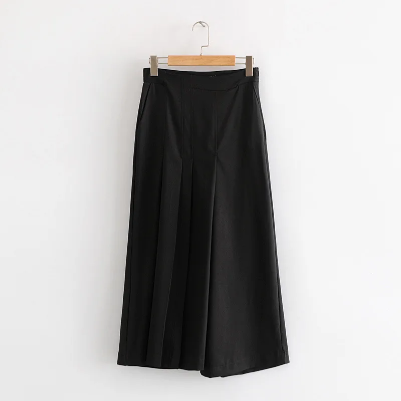 

WOMEN'S Dress 2019 Spring And Summer New Style Western Style Versitile Fashion Loose-Fit Wide-Leg Capri Pleated Wide Leg Rest Pa