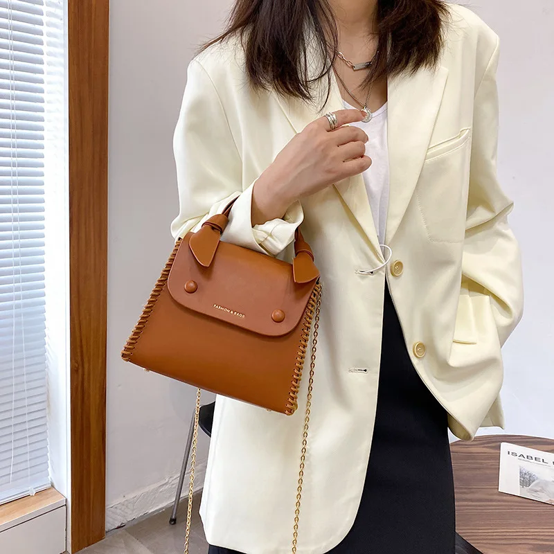 Retro Handmade Hand Stitching Handle Shoulder Women Material Bag Accessories PU Leather Messenger DIY Bag Woven Set