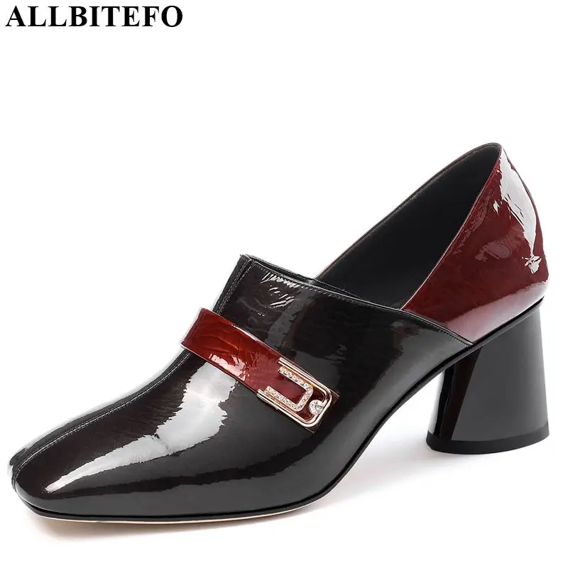 ALLBITEFO genuine leather high heels fashion ladies shoes high heel shoes girls high quality leisure women shoes women heels