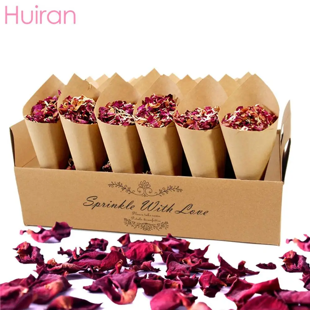 

HUIRAN Confetti Cone Holder Rose Dried Flower Petal Wedding Decor For Weddings Decor Rustic Weding BIrthday Party Decor Confetti