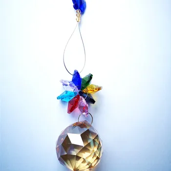 

250mm DIY Crystal Suncatcher Mixed Colors Glass Octagon With 30mm Champange Faceted Ball For Christams Tree Hanging Decoration