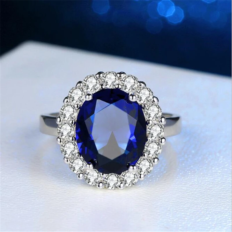 Ataullah кольцо с синим сапфиром Серебро 925 ювелирное покрытие инкрустированное 3A Циркон драгоценный камень кольцо для Изящные