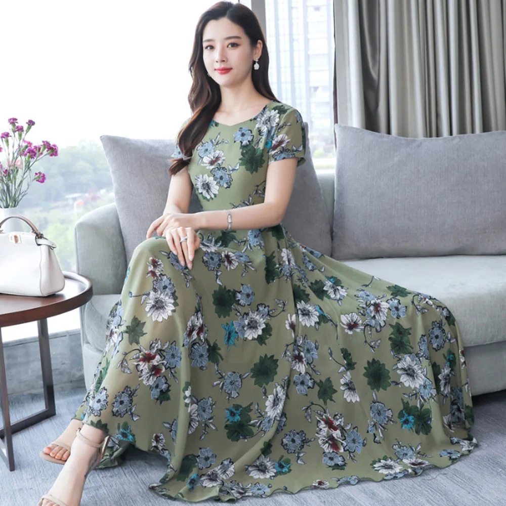 

Women's Dress Ladies Party Summer Floral MIDI Stylish Holiday Short Sleeved A Line Leisure Round Neck