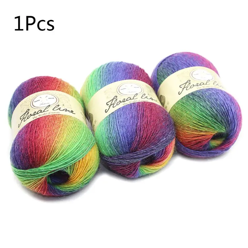 

Soft Worsted Yarn Rainbow Gradient Colors DIY Baby Knitting Wool Shawl Scarf Crochet Thread Supplies E65B
