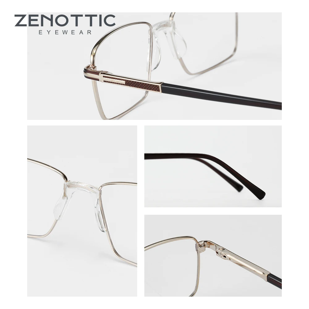 ZENOTTIC квадратные очки, оправа для мужчин, ультра-светильник, металлические оптические очки для близорукости, мужские Модные очки по рецепту, BT7094E