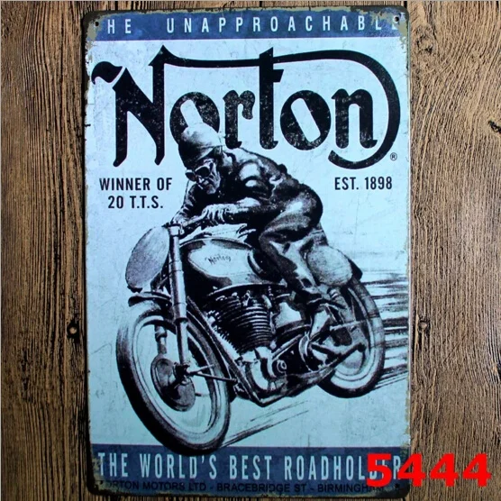 

Norton Motorcycle Vintage Metal Tin Sign Poster Home Bar Wall Decor 20x30CM