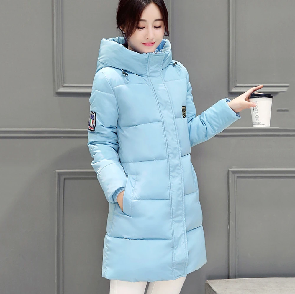 YMING зимний женский пуховик Длинная теплая парка с высоким воротником хлопковые женские пальто модное пальто с капюшоном корейский стиль Верхняя одежда Одежда