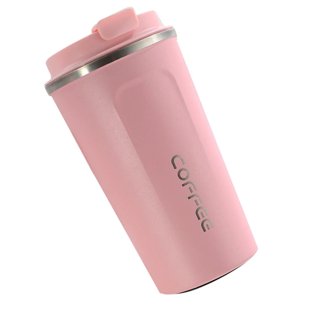 Pink Термос-чашка из нержавеющей стали, термос-колба, Кофейная Кружка 380 мл/510 мл, модная прочная семейная Термокружка для путешествий, сохранение тепла - Цвет: Pink