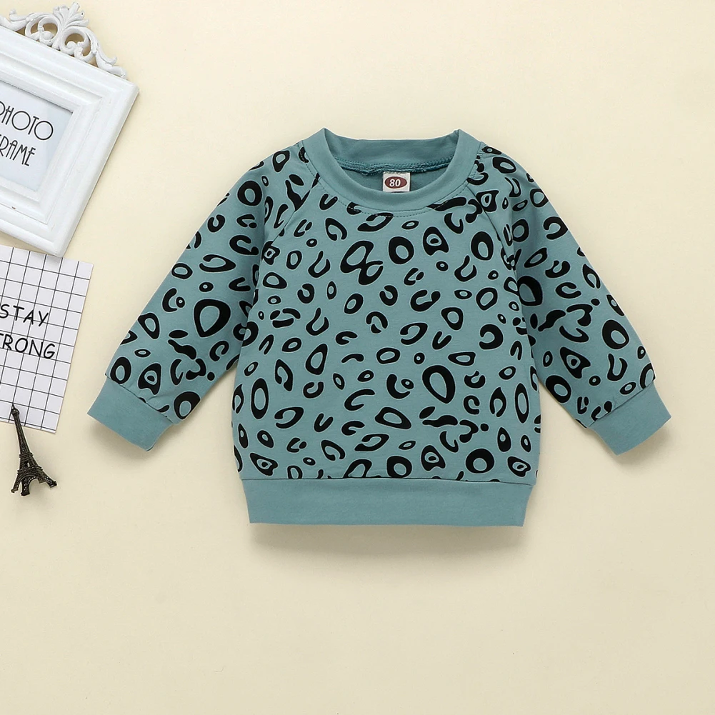 Одежда для маленьких девочек зимняя одежда с леопардовым принтом для маленьких девочек и мальчиков свитер с длинными рукавами+ длинные штаны комплект из 2 предметов для детей возрастом от 1 года до 4 лет