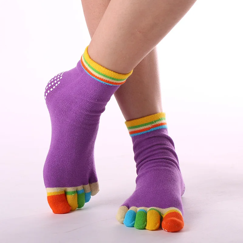sock6 16 цветов, носки для йоги, Нескользящие хлопковые носки для тренировок с пятью пальцами, спортивные носки для пилатеса и балета, велосипедные - Цвет: sock6