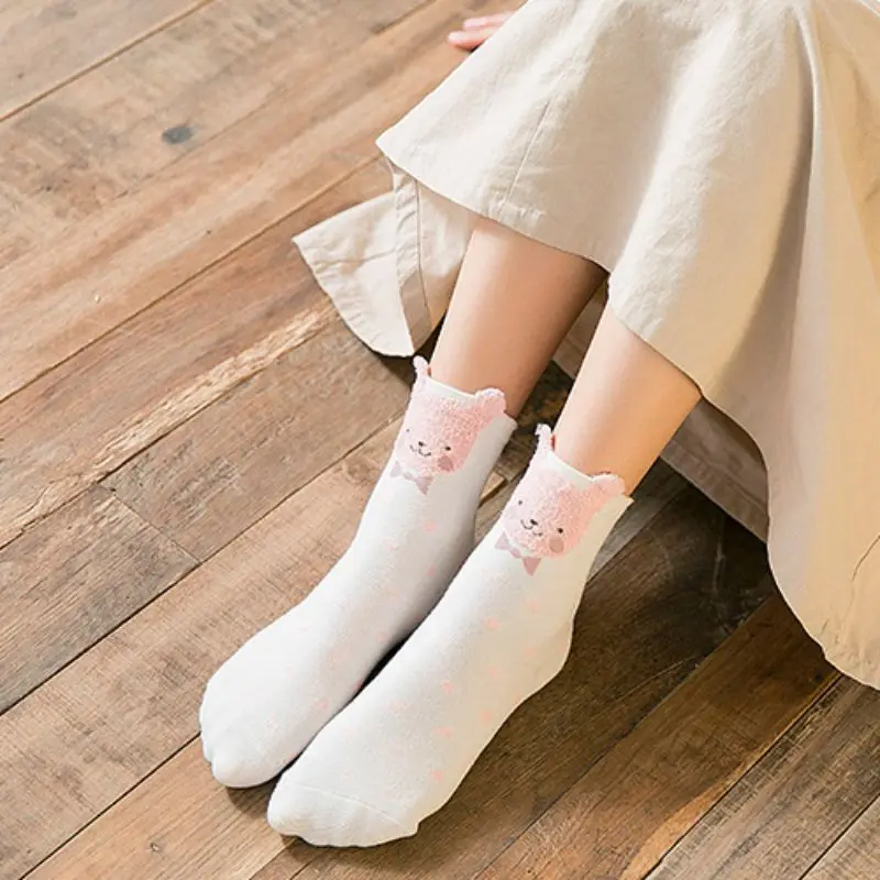 5 пар носков; Комплект рождественских носков harajuku calcetines mujer; носки с рисунками животных; осенние модные милые хлопковые носки