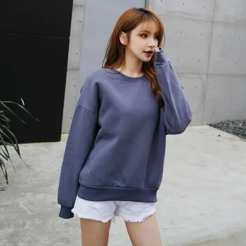 

Fashion Women Hoodies Sweatshirt 2019 Casual Cotton solid color red Sweatshirt Print Tops