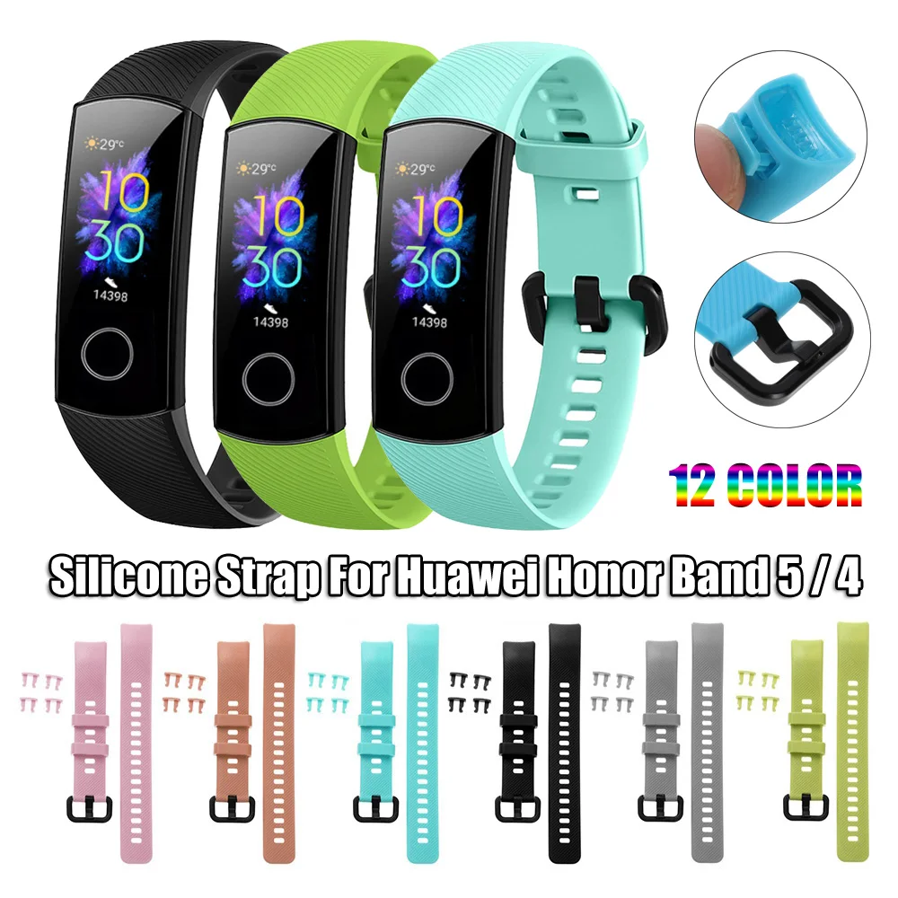 Sport silicone watch band For Huawei Honor Band 5 4 smart watch wristband Replacement Original soft fashion strap Bracelet band