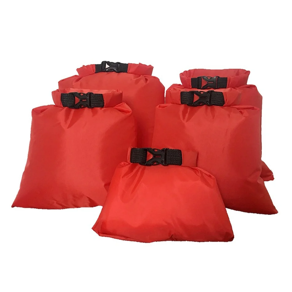 Red 5Pcs Waterproof Bag Set Storage Dry Portable for Skating Camping Boating Sailing Surfing Fishing Canoe Kayak Rafting Outdoor Kit - Цвет: Red