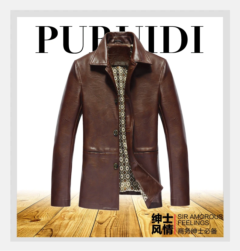 Men Genuine Leather Jacket Black Brown New Spring And Autumn Button Pockets Male Sheepskin Leather Coat Father Outwear P02