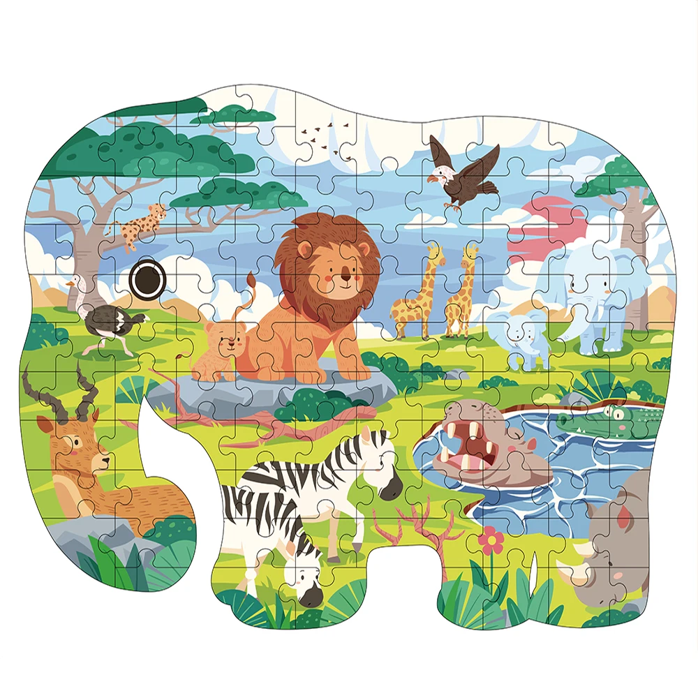 Hahowa Elephant Jigsaw Puzzle Animal Shaped Lion Puzzles For Kids Children 3 Years Games Educational Toys Child Birthday Gift 3