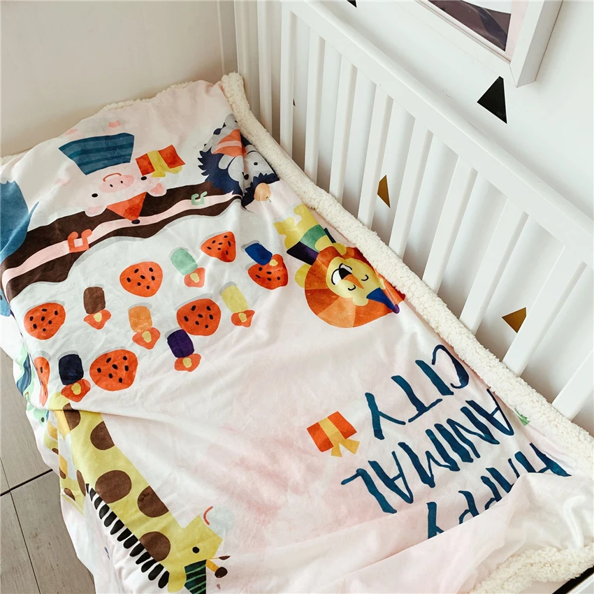 Детское кашемировое одеяло из овечьей шерсти с помпонами; детское утепленное плюшевое одеяло; фланелевое одеяло для новорожденных; осенне-зимнее одеяло; детское одеяло с героями мультфильмов - Цвет: A