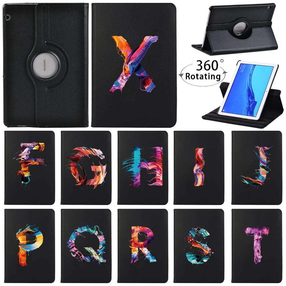 

For Huawei MediaPad T3 10 9.6"/T5 10 10.1" - 360 Degrees Rotating PU Leather Stand Flip Tablet Cover Case + Pen
