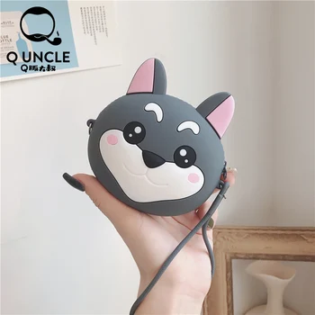 

Q UNCLE Grey Cute Dog Styling Bag Casual Women Handbags Mini Bags Coin Purse Cartoon Bags Silicone Zipper Kawaii Wallet Pounch