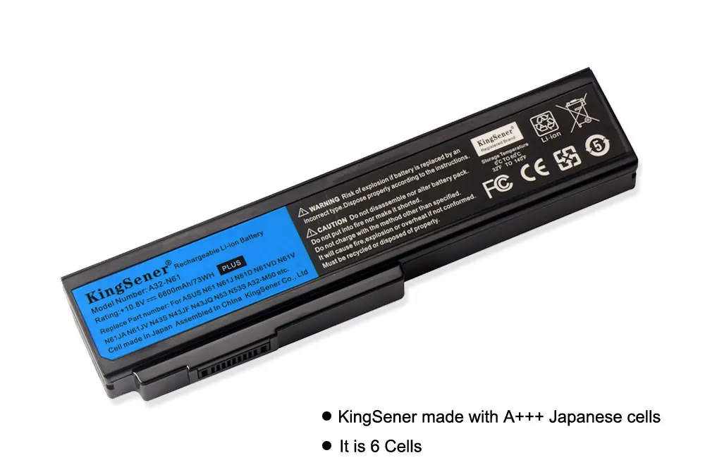 Аккумулятор для ASUS N61 N61J N61D N61V N61VG N61JA N61JV M50s N43S N43JF N43JQ N53 N53S N53SV|battery for asus|battery a32-n61asus