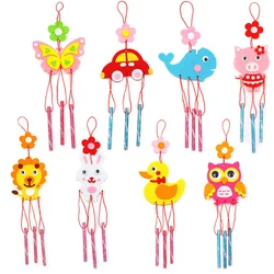 Campanas de viento artesanales para niños, 8 piezas, juguete artesanal para jardín, accesorios de fiesta en casa, material educativo para enseñanza temprana de guardería