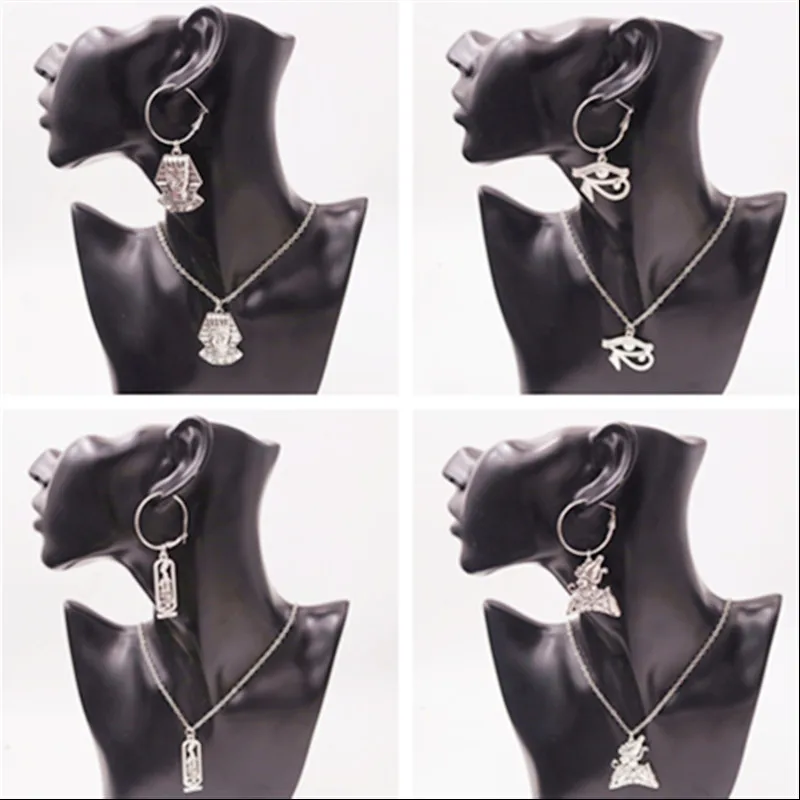 

Egyptian Pharaoh & Cleopatra Charm Retro Style Necklace & Earrings Suit DIY Metal Jewelry Handicraft Findings For Woman P92
