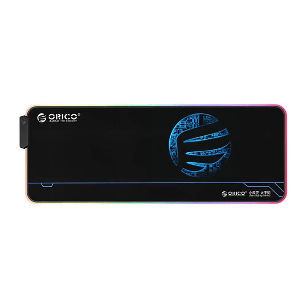 ORICO большой светодиодный RGB коврик для мыши Mirco USB Проводное освещение игровой компьютер коврик для мыши с подсветкой Настольный коврик для клавиатуры светодиодный 7 цветов - Цвет: RGB  Version