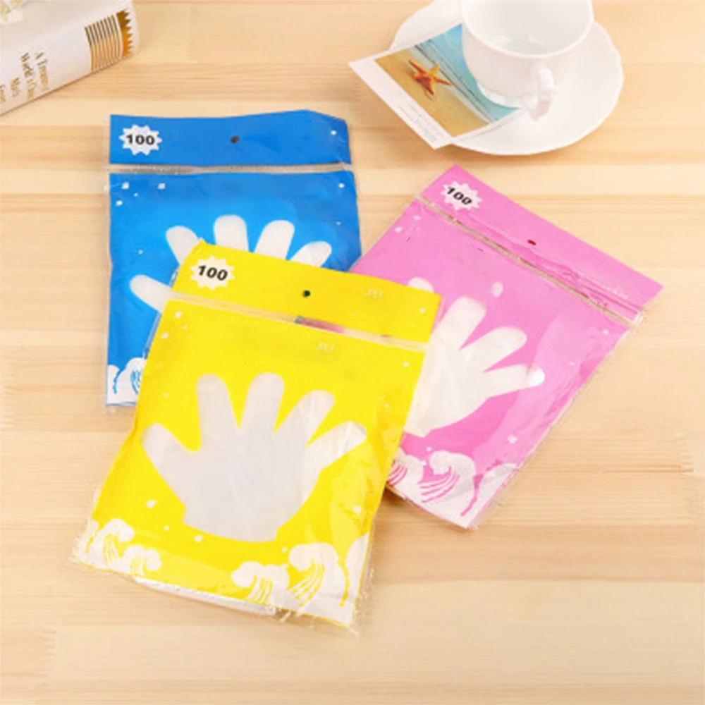 100 упаковок пластиковые перчатки одноразовые для мытья посуды красоты Чистый