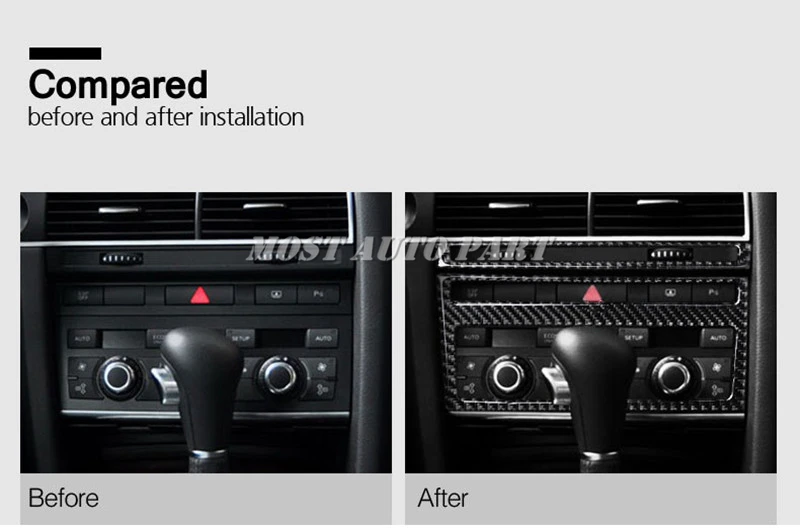For Audi A6 S6 Carbon Fiber Center Console CD & AC Panel Trim Cover 2005-2011