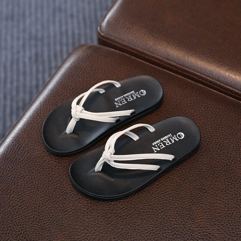 

2019 BOY'S Summer New Style Children Leather Flip-flops Flip-flop Sand Seaside Shoes Girls Parent And Child Slipper