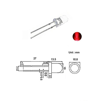 

50pcs 10mm Red LED Diode Water Clear 20mA 2V 620-625nm Light Round Ultra Bright Through Hole 10 mm LEDs chip Lamp wholesale