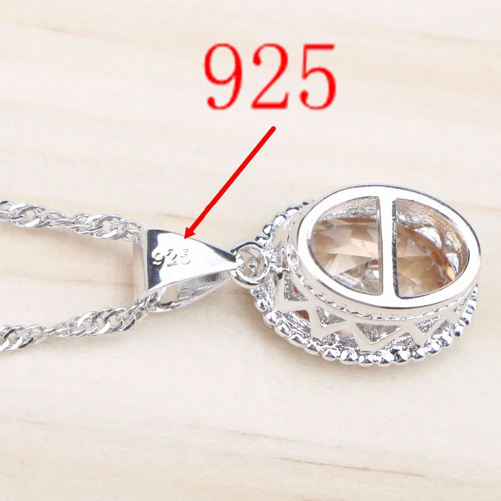 Женский комплект бижутерии из серебра 925 пробы кулон ожерелье кольца серьги с