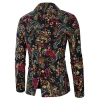 Fashion Men Slim fit Casual Blazers Men Nation Style 3D Flower Printed Long Sleeve Mens Suits Casual Lapel Party Club Tuxedo 2