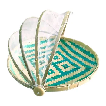 

Picnic tent basket hand-woven food storage tent basket fruit vegetable bread cover storage container practical household tools