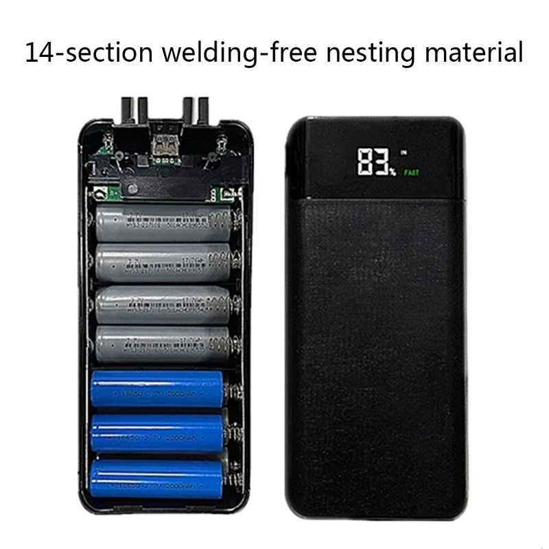 usb battery pack 2021 New QC3.0 FAST Charge LCD Battery Case Power Bank Shell 14x18650/18700/20700/21700 best power bank for mobile
