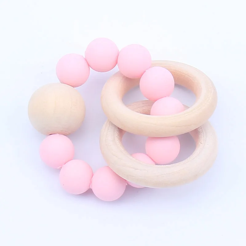 Teething toys wooden teether baby nursing bracelets and rattles