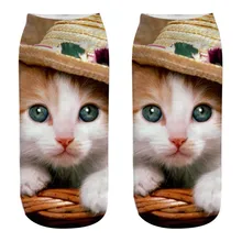 Новинка; женские 3D носки с забавными котиками; милые разноцветные носки с низким вырезом с героями мультфильмов; Зима ; Femme Calcetines