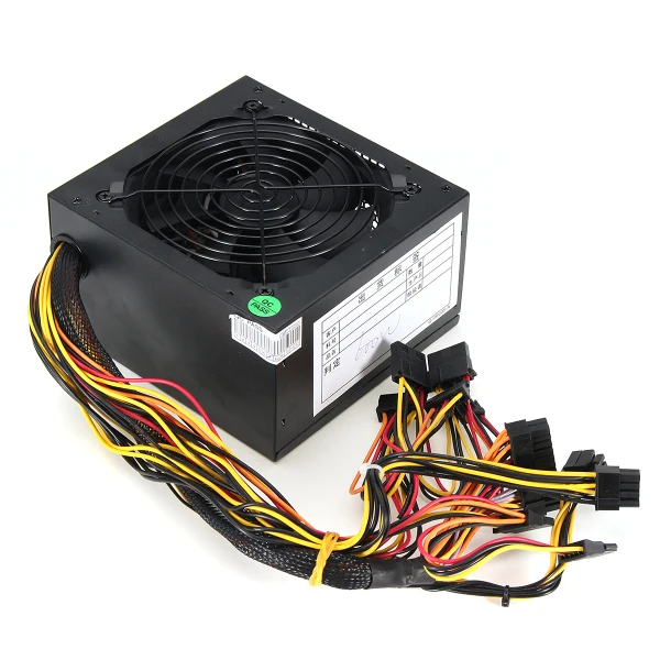 BATTERIE D'ALIMENTATION INFORMATIQUE Alimentation 600w Max 12V PC 120mm LED  Fan PCI SATA ATX