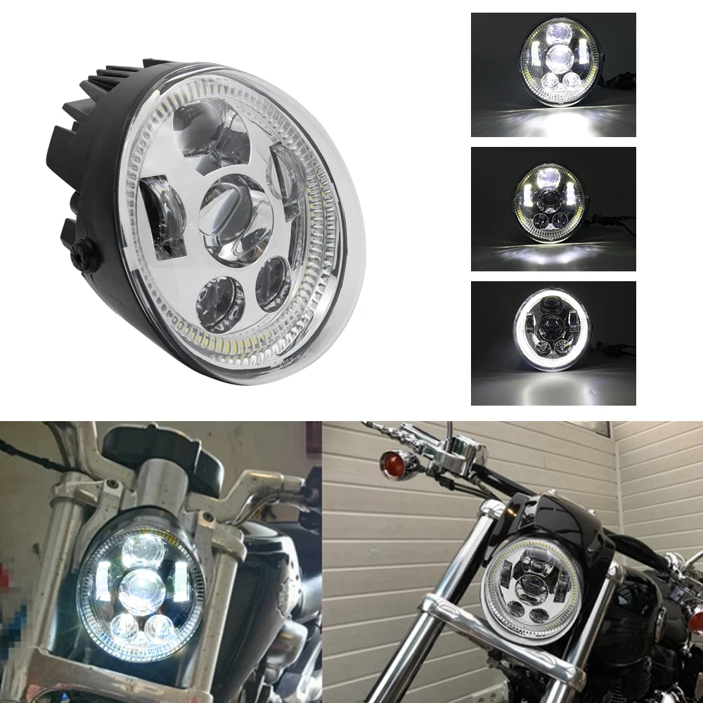1pcs Black/chrome 60w Power Led Headlight For V Rod Motor Bike For