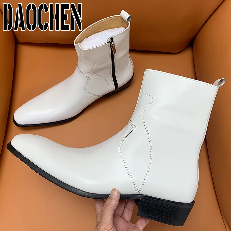 Luxury Brand Chelsea Boots High Grade Men Calf Boots Slip On