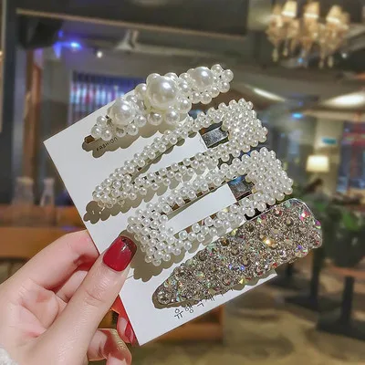 4PC-9 Ins1Set, женские элегантные жемчужные заколки для волос, милые головные уборы, шпильки с орнаментом, заколки для волос, аксессуары для волос - Цвет: 4PC-9
