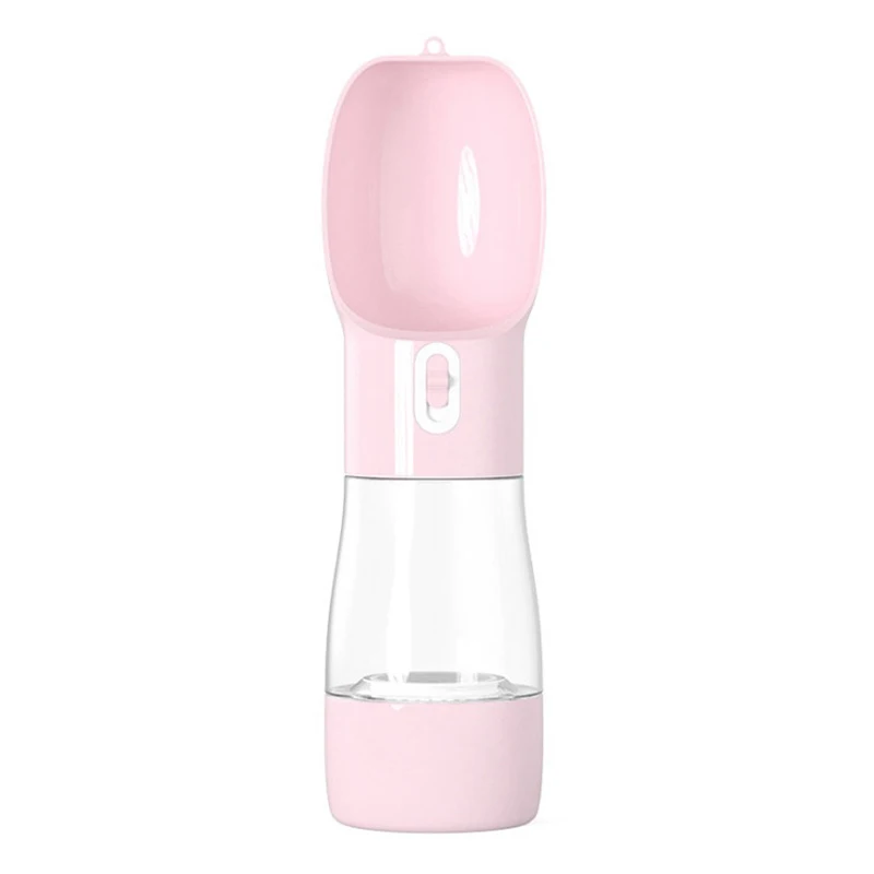 Pink Горячая Распродажа, бутылка для воды для домашних животных, портативная, для кошек, собак, для еды, для воды, двойное использование, чашка, сопроводительная чашка, герметичная кормушка для домашних животных - Цвет: Pink