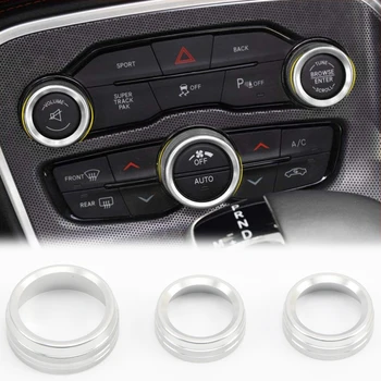 

For Dodge Challenger Accessories 2015-2019 Metal Air Conditioner Knob Trims Interior Decoration Red, Blue & Silver 3 Pcs