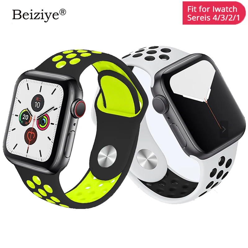 Дышащий силиконовый спортивный ремешок для Apple Watch, серия 40 мм, 44 мм, серия 4, 5, резиновый ремешок для iWatch, ремешок 38 мм, 42 мм, 2, 3